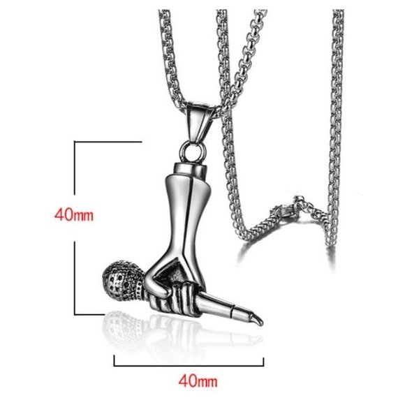 ❤️Fashion Chain Microphone Hand Necklaces, N90201P139 - Picture 7 of 8